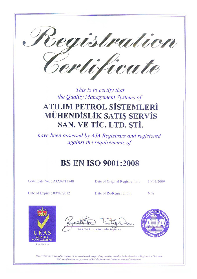ISO 9001-2000 Sertifikalarımız